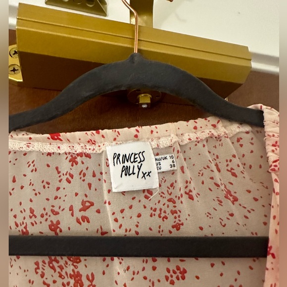 Princess Polly Altona Floral Print Mini Dress red/white long sleeve ruched - Picture 1 of 5